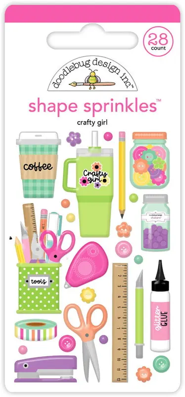 Doodlebug Design - Color Me Crafty Crafty Girl Shape Sprinkles