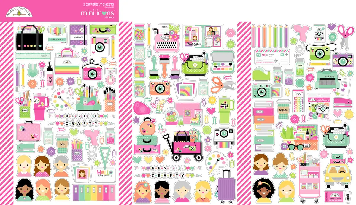 Doodlebug Design - Color Me Crafty Mini Icons Stickers