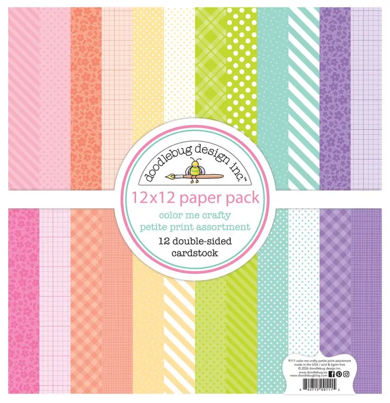 Doodlebug Design - Color Me Crafty Petite Prints Assortment Pack 12x12"