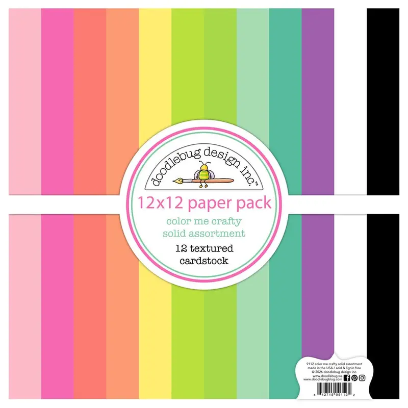 Doodlebug Design - Color Me Crafty Textured Cardstock Assortment Pack 12x12"