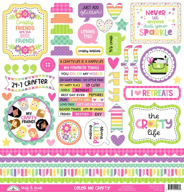 Doodlebug Design - Color Me Crafty This & That Stickers 12x12"
