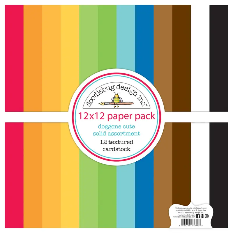 Doodlebug Design - Doggone Cute 12x12 Inch Textured Cardstock Assortment Pack