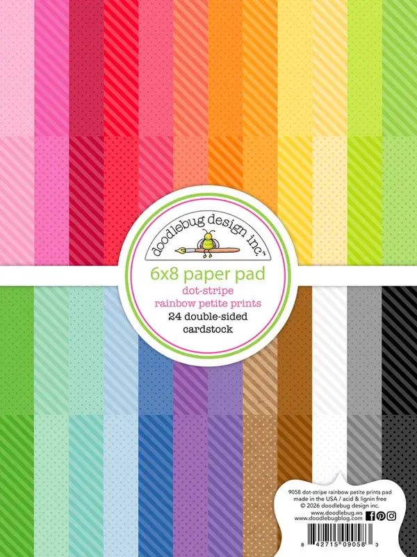 Doodlebug Design - Dot-Stripe Rainbow Petite Prints Paper Pad 6x8"