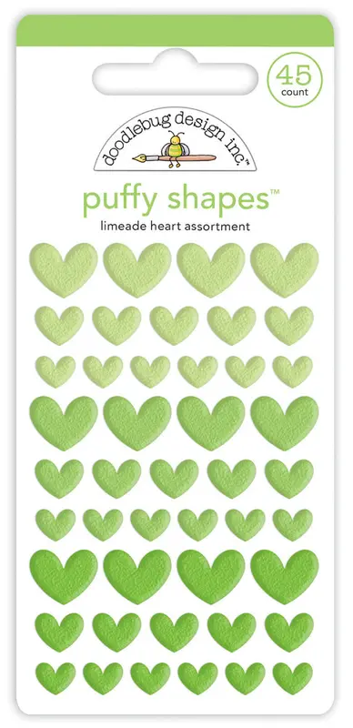 Doodlebug Design - Limeade Heart Puffy Shapes