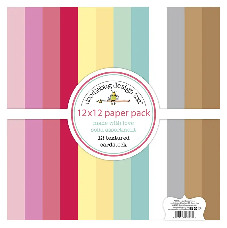Doodlebug Design - Made With Love Textured Cardstock Paper Pack 12x12"