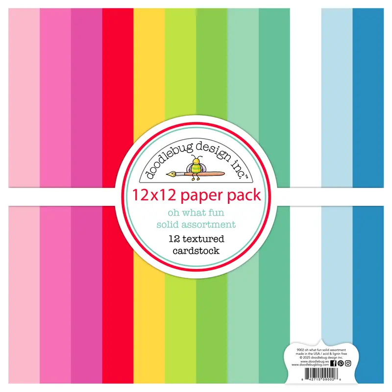 Doodlebug Design - Oh What Fun Textured Cardstock Assortment Pack 12x12"