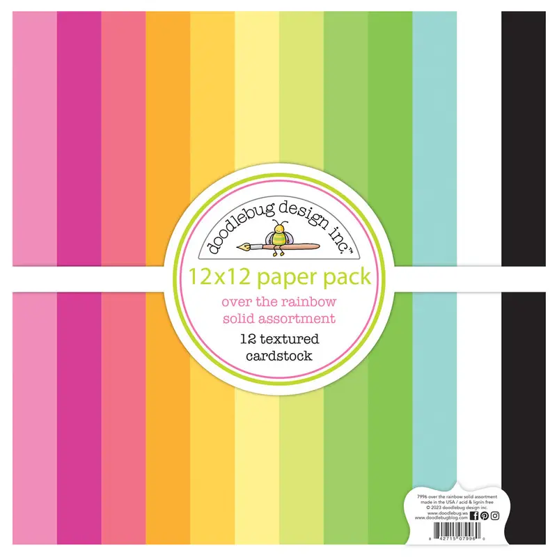 Doodlebug Design - Over The Rainbow Textured Cardstock Assortment Pack 12x12"