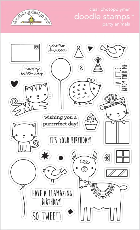 Doodlebug Design - Party Animals - Girl Doodle Stamps