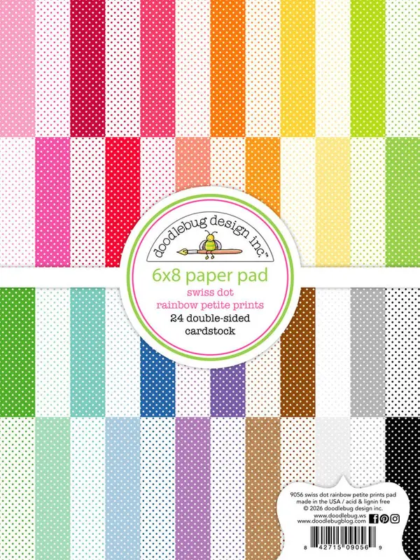 Doodlebug Design - Swiss-Dot Rainbow Petite Prints Paper Pad 6x8"