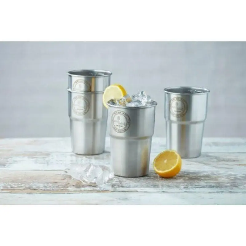 Ecoliving | British Stainless Steel | Bekers | 4 PAK