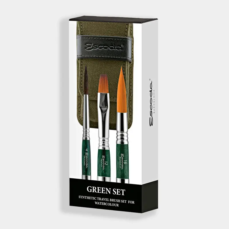 Escoda Green Synthetic travel brush set 1273