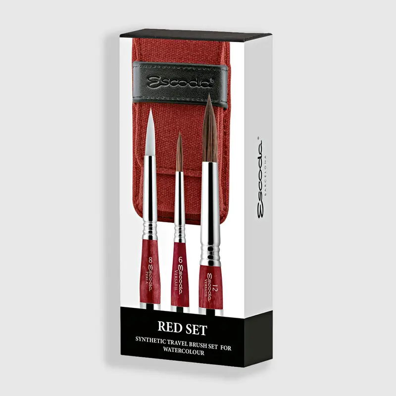 Escoda Red Synthetic travel brush set 1270
