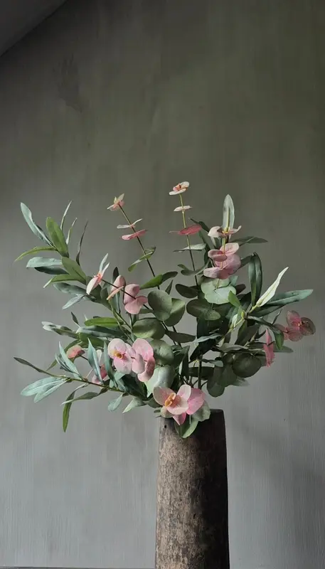 Eucalyptus kunsttakken roze mix met olijf 65 cm