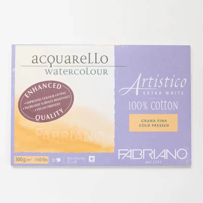 Fabriano Artistico Extra White 300gr 20 vellen 30,5x45,5cm Cold pressed