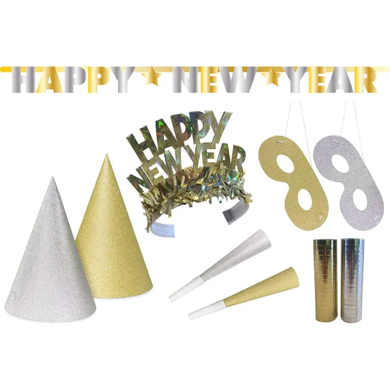 Feestpakket Happy New Year glitter 27-delig