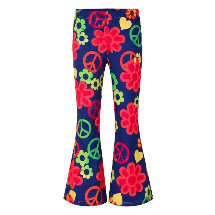 Flared broek hippie peace meerkleurig dames - S/M