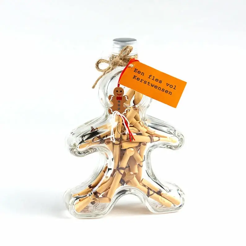 Fles vol kerstwensen gingerbreadman