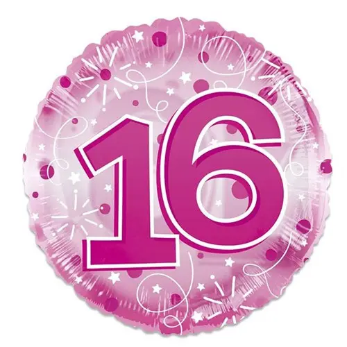 Folieballon 16 roze transparant 61cm