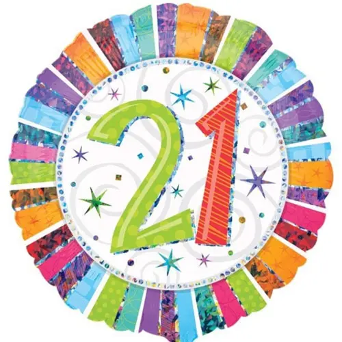Folieballon 21 Bday radiant