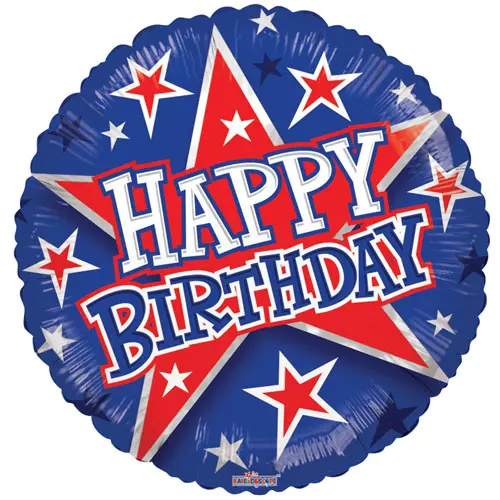 Folieballon Happy birthday rode sterren