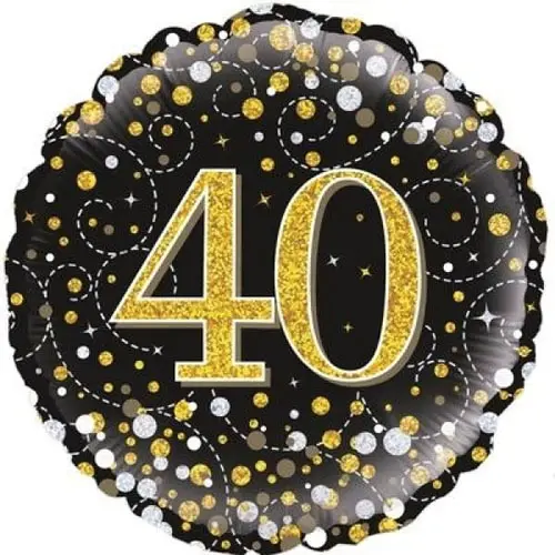 Folieballon Sparkling Fizz 40 Black/Gold