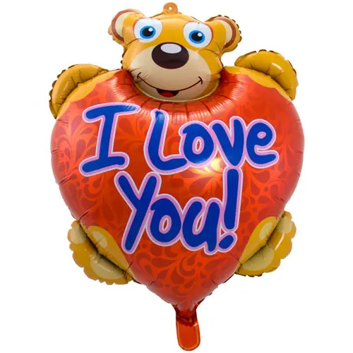 Folieballon Teddybeer I love you 80x57cm