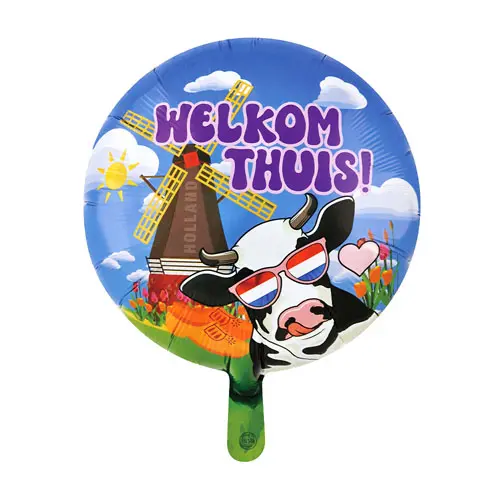 Folieballon Welkom thuis molen en koe