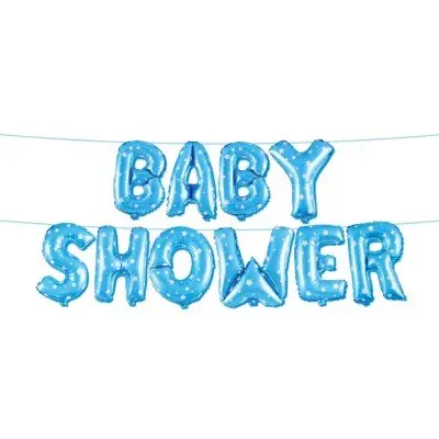 Folieballonnen slinger Babyshower blauw jongen - 40 cm