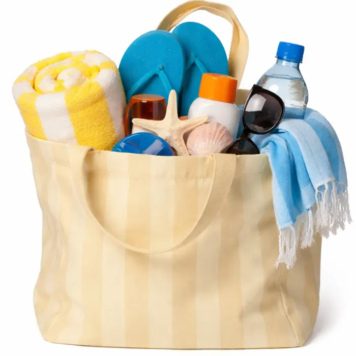 Geel gestreepte strandtas