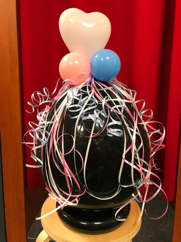Gender reveal ballon met hartje, incl. confetti
