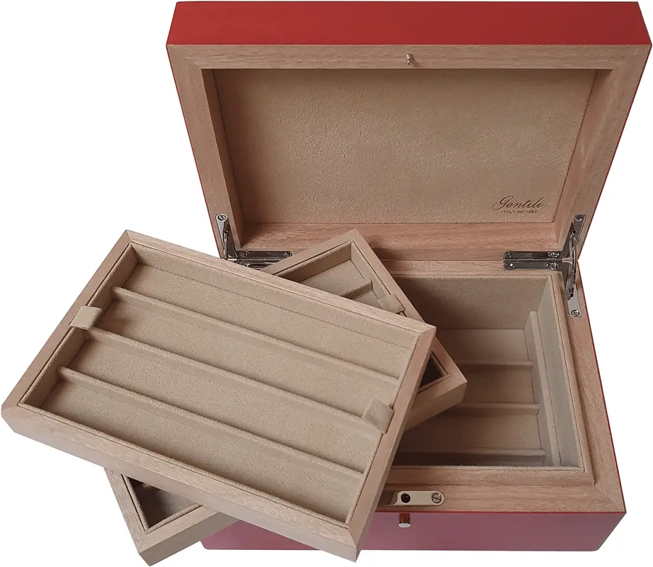 Gentili pen chest for 12 pens red laqcuered wood