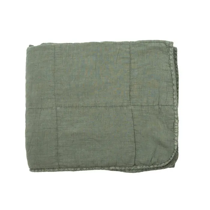 Gewatteerde katoenen Plaid Charlotte - Oudgroen - 70 x 240 cm