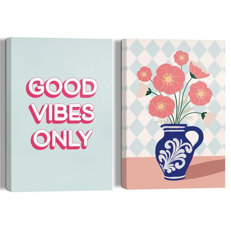 Giclee on Canvas Schilderijen set Good Vibes Only