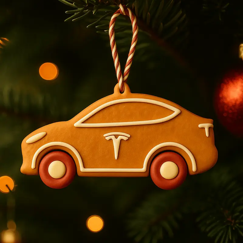 Gingerbread Tesla – Kersthanger & Auto Decoratie