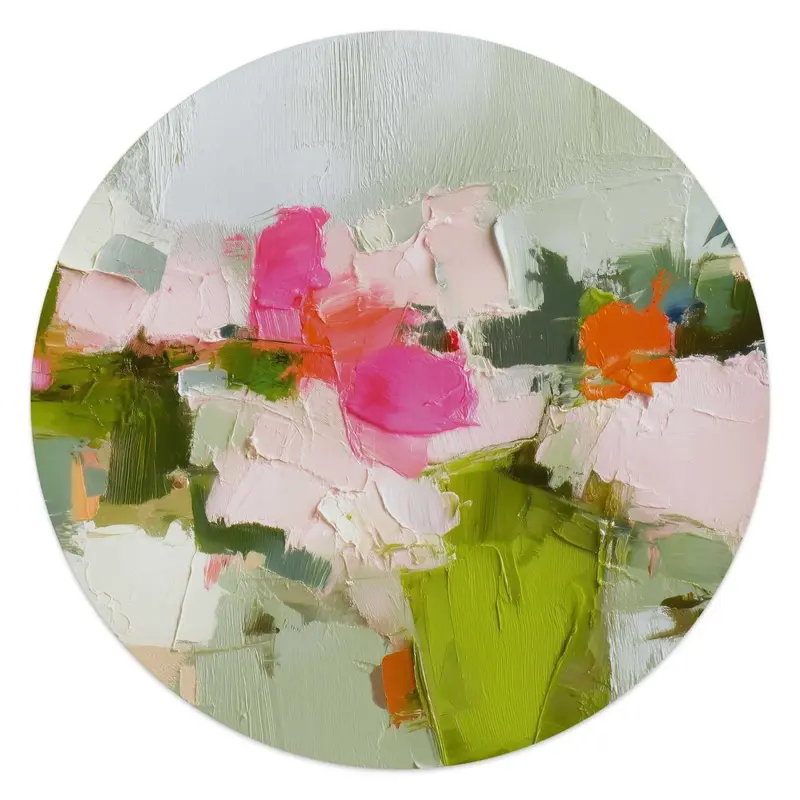 Glasschilderij Abstracte lente 50 Rond