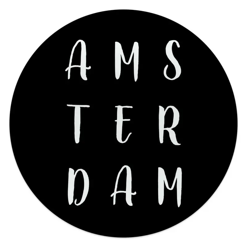 Glasschilderij Amsterdam Typo 50 Rond
