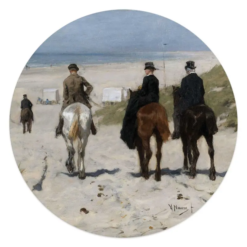 Glasschilderij Anton Mauve Morgenrit langs het strand 50 Rond