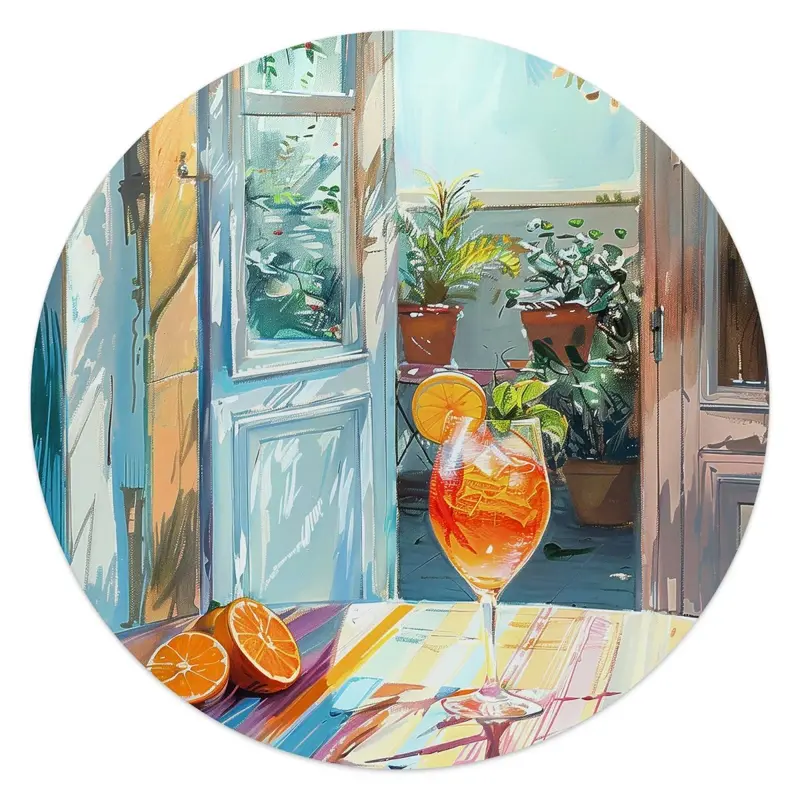 Glasschilderij Aperol in de zon 50 Rond
