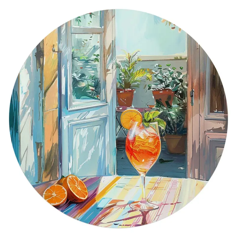 Glasschilderij Aperol in de zon 70 Rond
