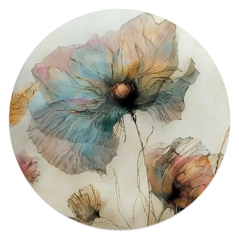 Glasschilderij Aquarel bloemen II 50 Rond