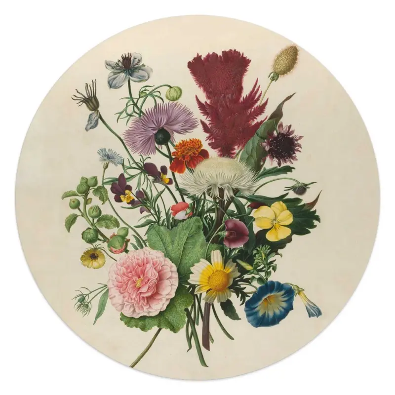 Glasschilderij Bloemen boeket 50 Rond
