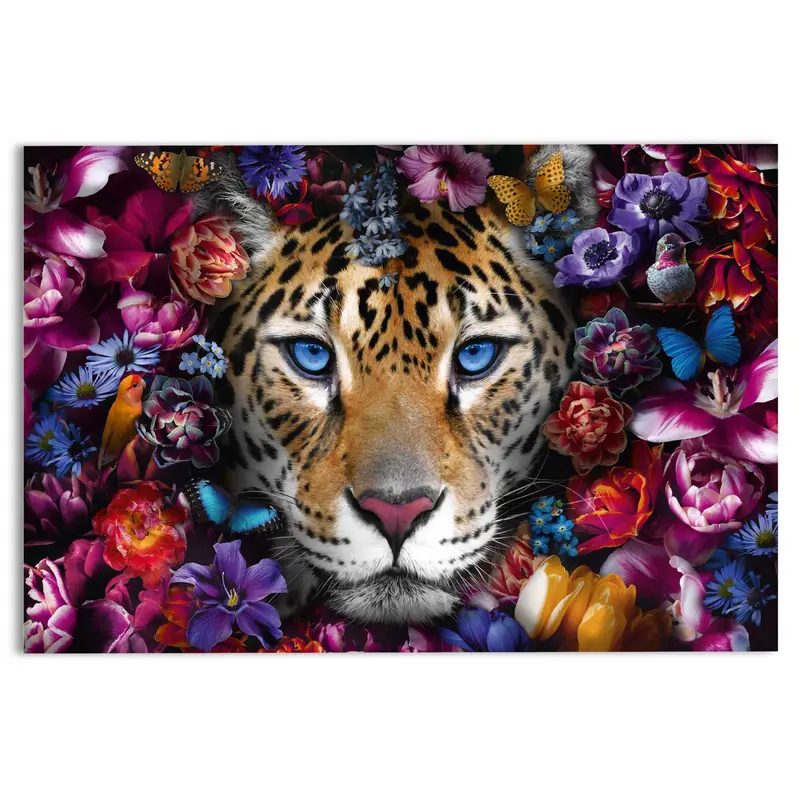 Glasschilderij Bloemen tijger 78x116