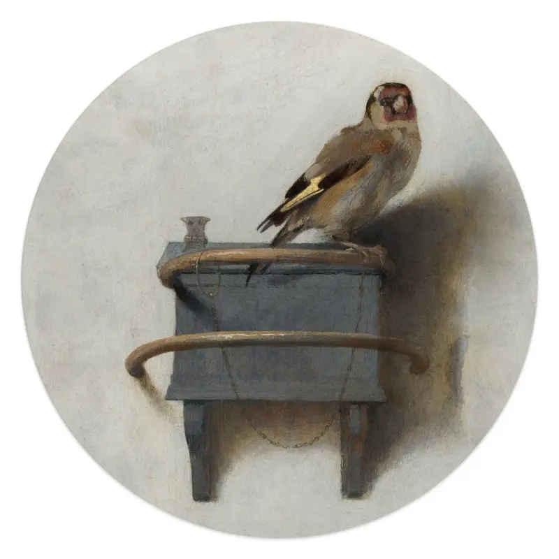 Glasschilderij Carel Fabritius Het Puttertje 50 Rond