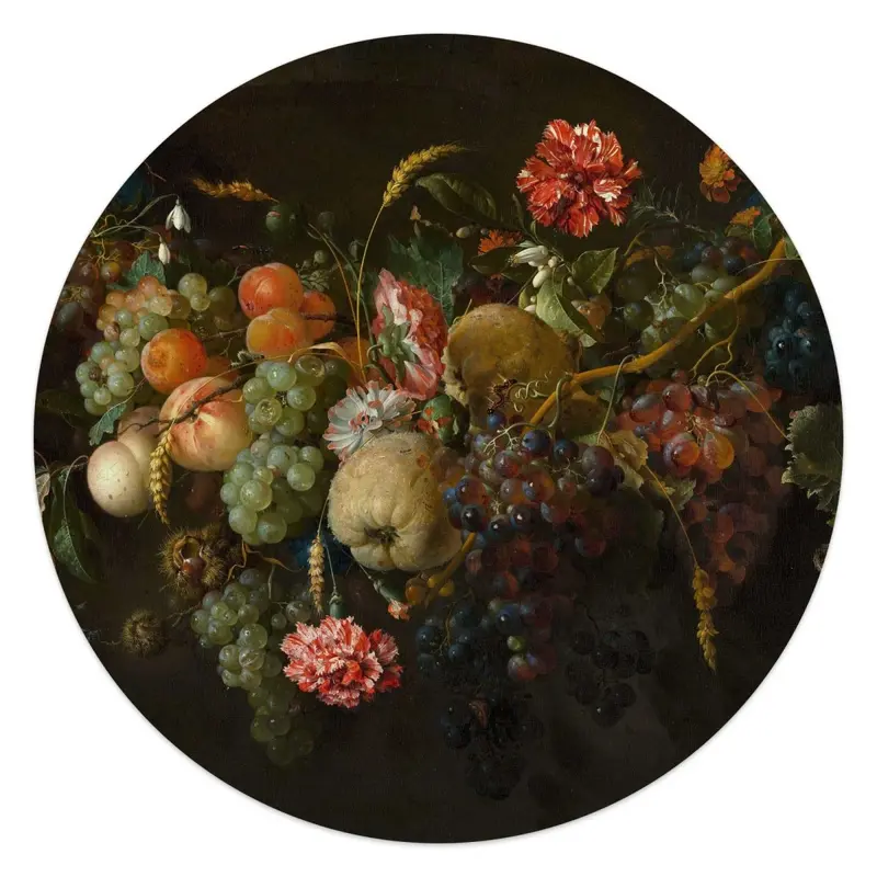 Glasschilderij De Heem Guirlande van vruchten 50 Rond