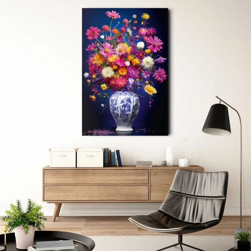 Glasschilderij Delft Flowers 116x78