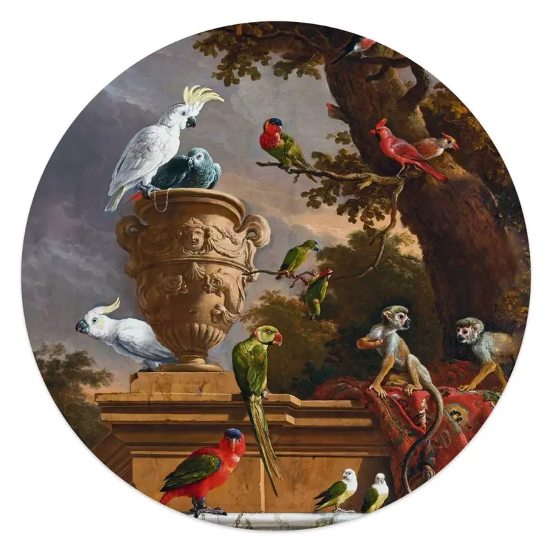 Glasschilderij d'Hondecoeter de Menagerie 50 Rond