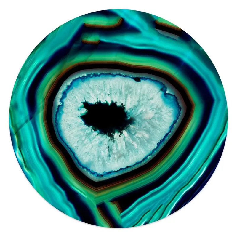 Glasschilderij Edelsteen turquoise 50 Rond