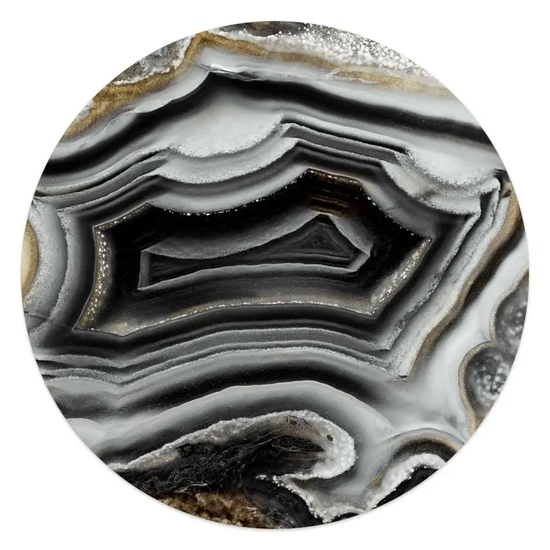 Glasschilderij Edelsteen zwart 50 Rond