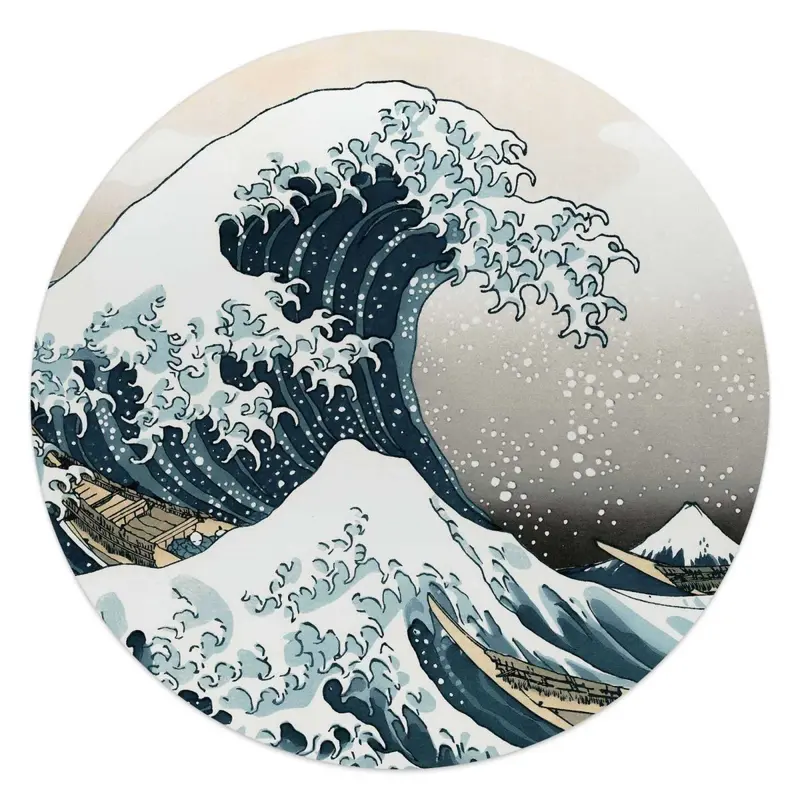 Glasschilderij Hokusai - De Grote Golf 50 Rond