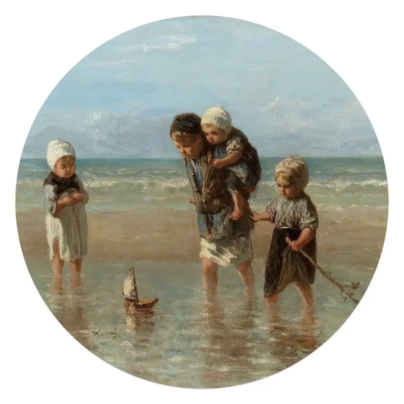 Glasschilderij Israëls Kinderen der Zee 70 Rond